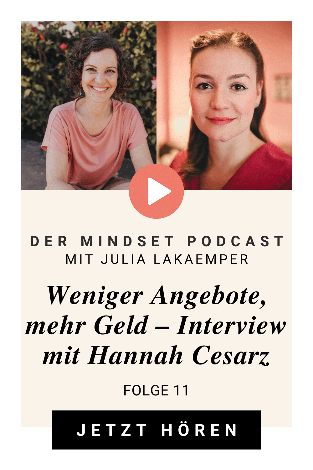 Pinterest Pin zum Podcast-Folge #11"Weniger Angebote, mehr Geld – Interview mit Hannah Cesarz"