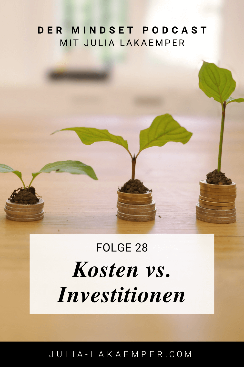 Pinterest Pin zum Podcast-Folge #28"Kosten vs. Investitionen"