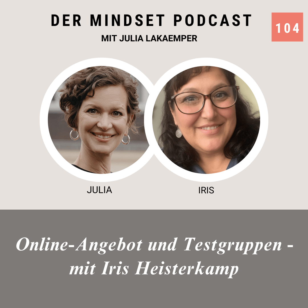 Podcast-Cover zur Folge "Online-Angebot und Testgruppen – mit Iris Heisterkamp" von Julia Lakaemper