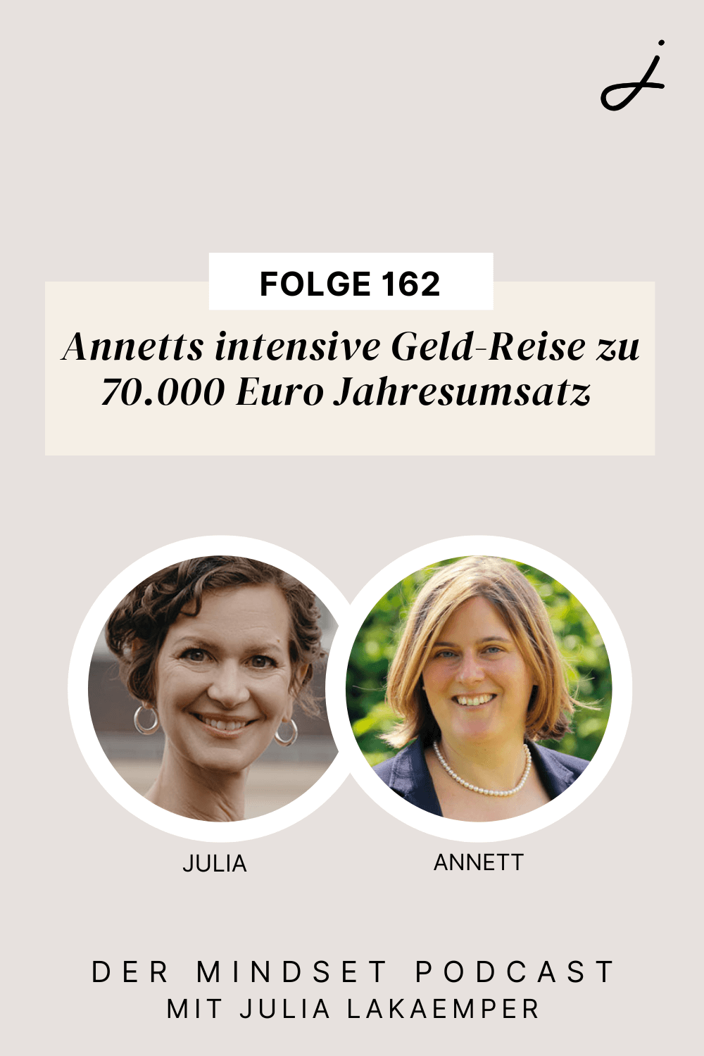 Pinterest Pin zum Podcast-Folge #"Annetts intensive Geld-Reise zu 70.000 Euro Jahresumsatz"